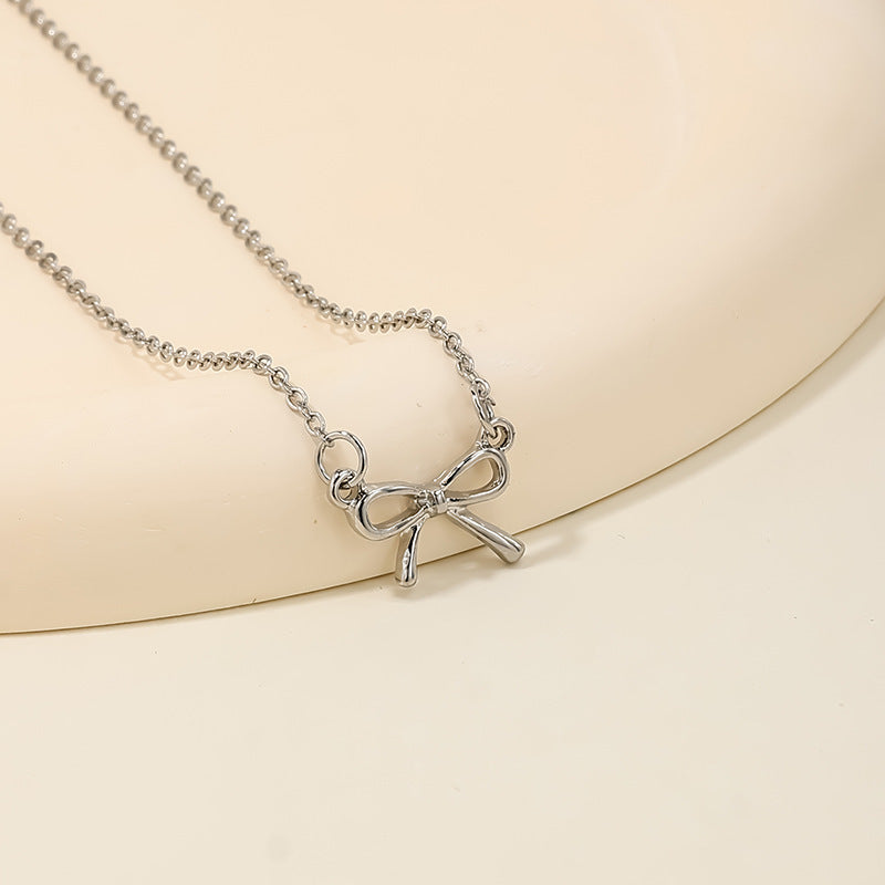 Sweet Light Luxury Bow Necklace for