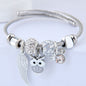 Beaded Owl & Angel Wings Charm Bracelet