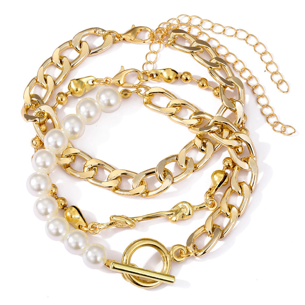 Heart Pearl Multi-Layer Chain OT Bracelet Suit