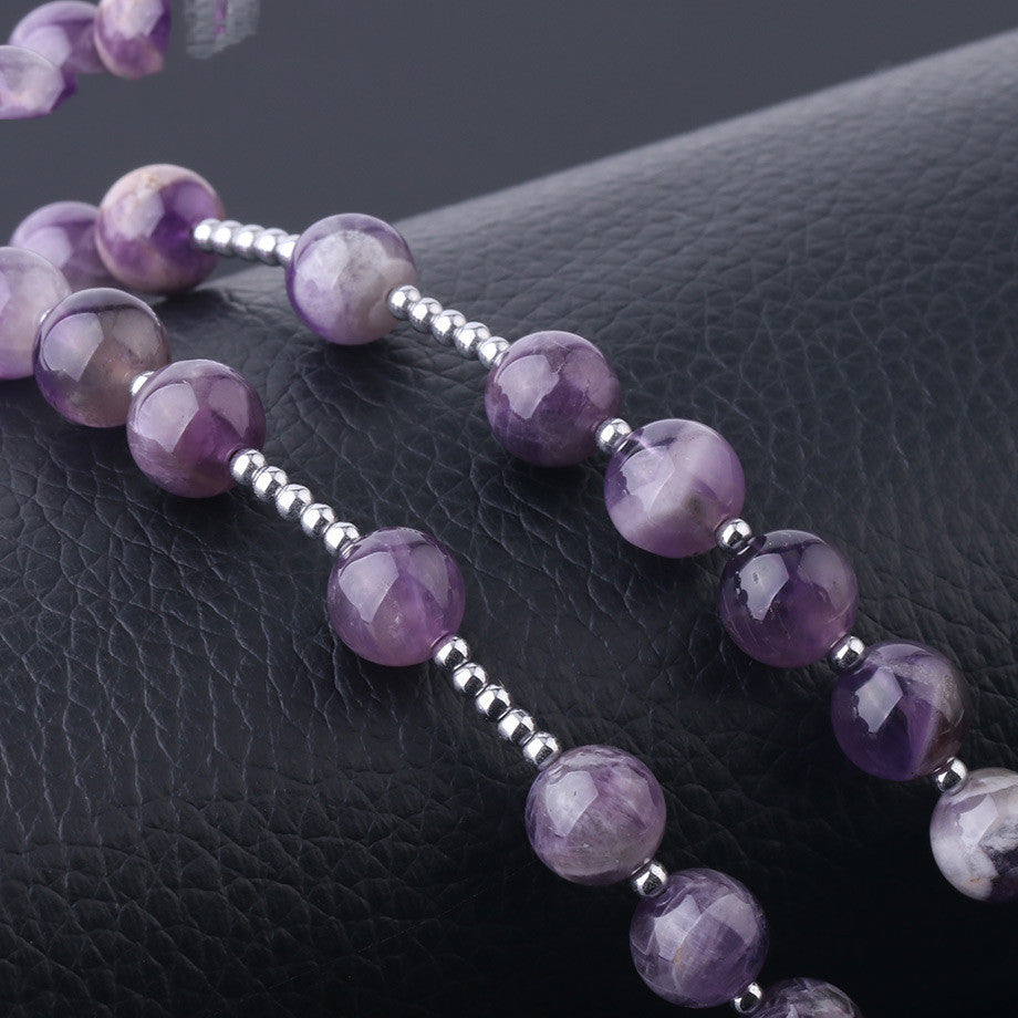 Natural Stone Crystal Column Pendant Necklace