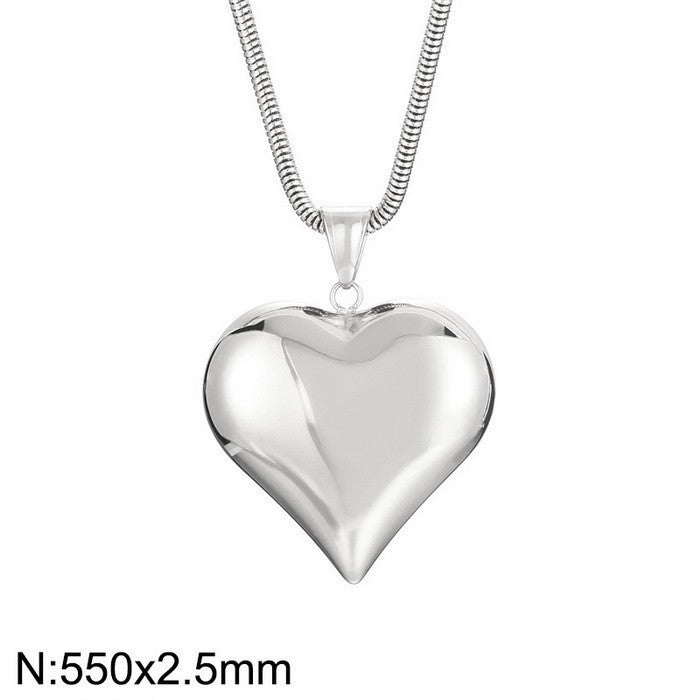 Gold Silver Plain Heart-Shaped Necklace