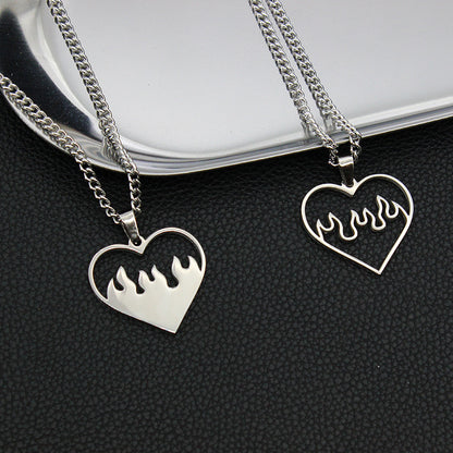 Love Flame Couple Necklace Stainless Steel