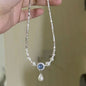 Ocean Blue Water Drop Pearl Necklace