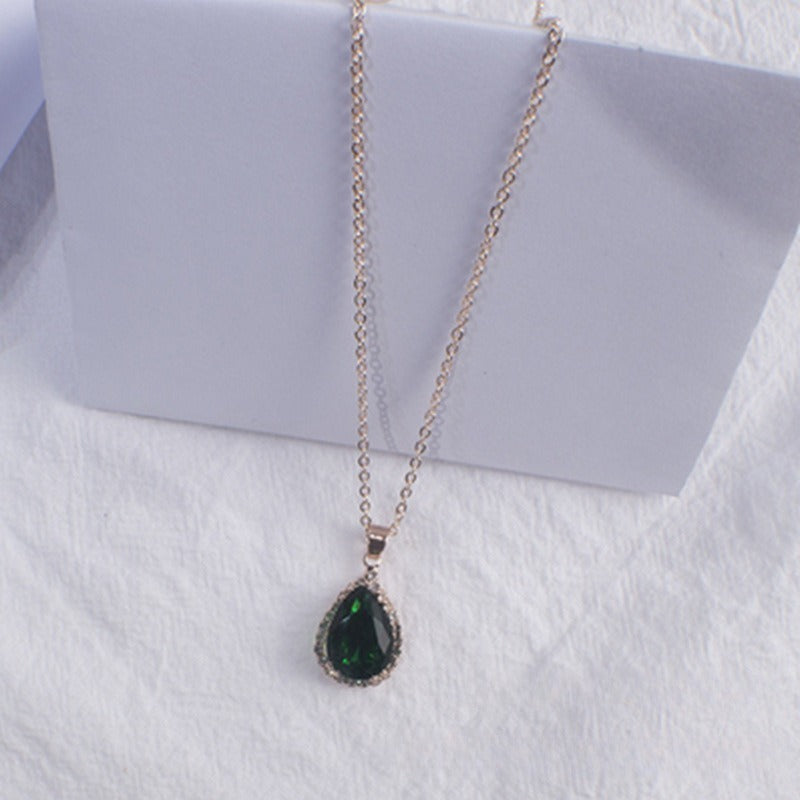 Water Drop Rose Gold Rhinestone Necklaces