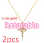 Cross Full Diamond Crown Rotatable Necklace