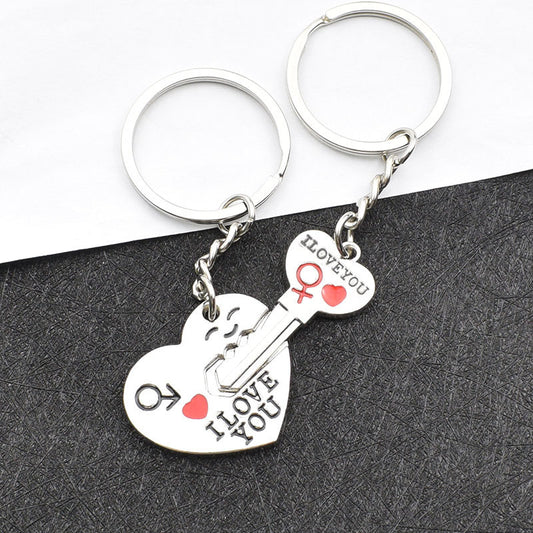 Heart and Key Shaped Love Keychain