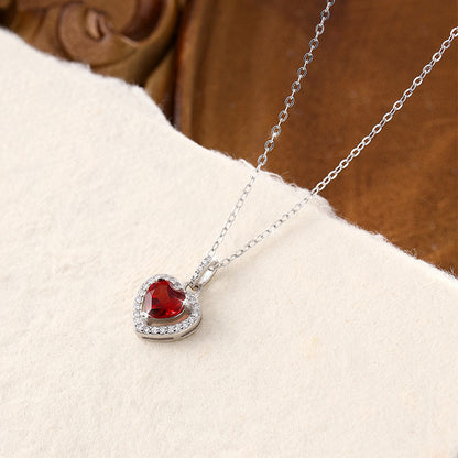Natural Gemstone Heart Necklace for Women – S925 Sterling Silver
