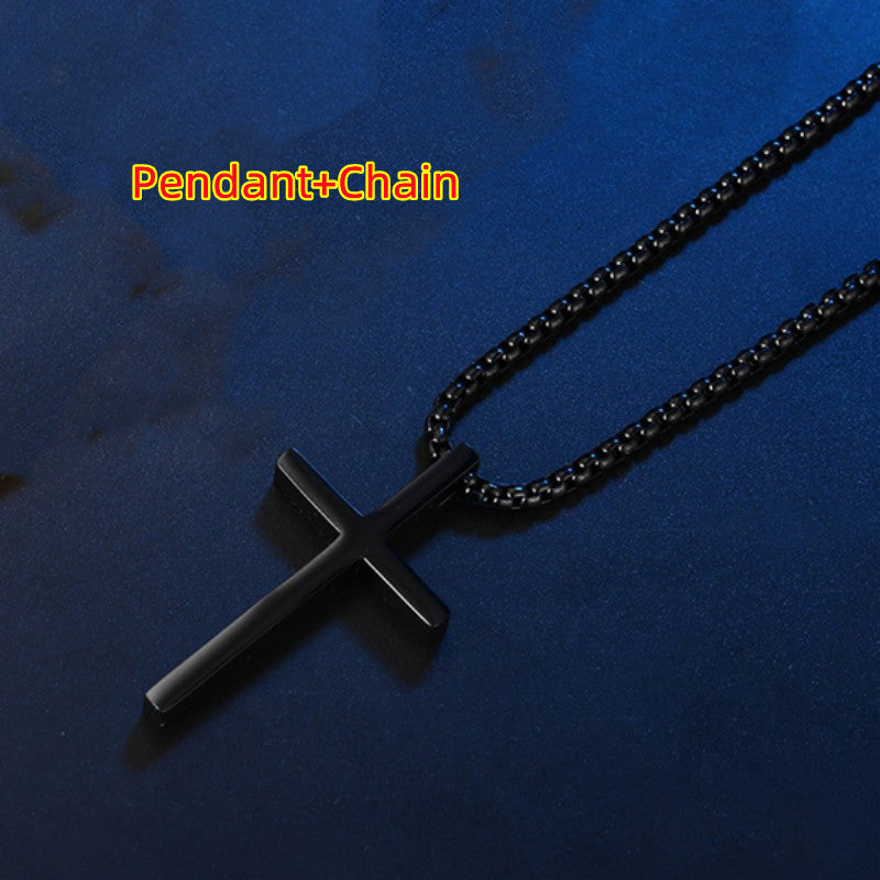 Simple Titanium Steel Cross Pendant Necklace