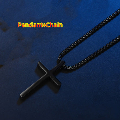 Simple Titanium Steel Cross Pendant Necklace