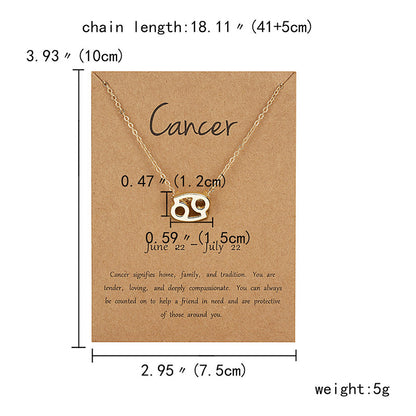 12 Zodiac Sign Constellation Pendant Necklace