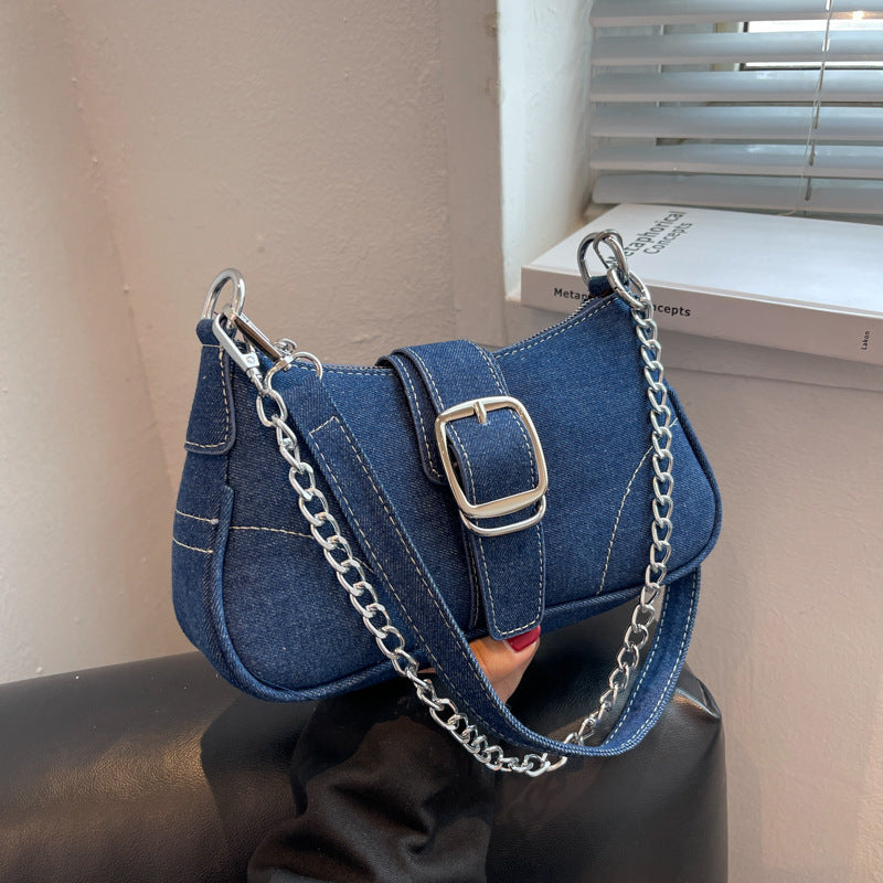 Denim Shoulder Bags, Black, Blue & Dark Blue