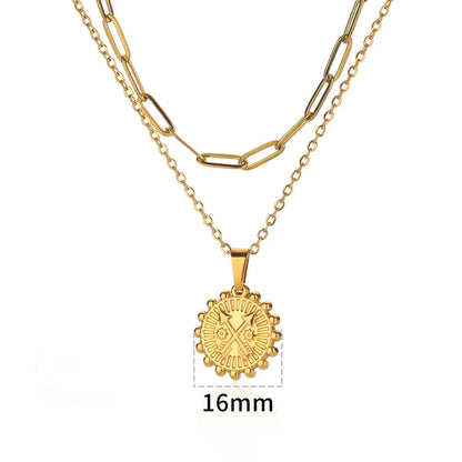 Gold Titanium Steel SUNFLOWER Necklace