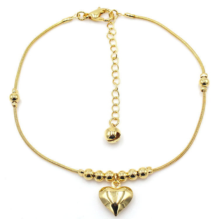 Gothic Gold Colour Heart Pendant Anklet