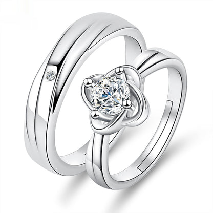 Moissanite Engagement Couple Rings