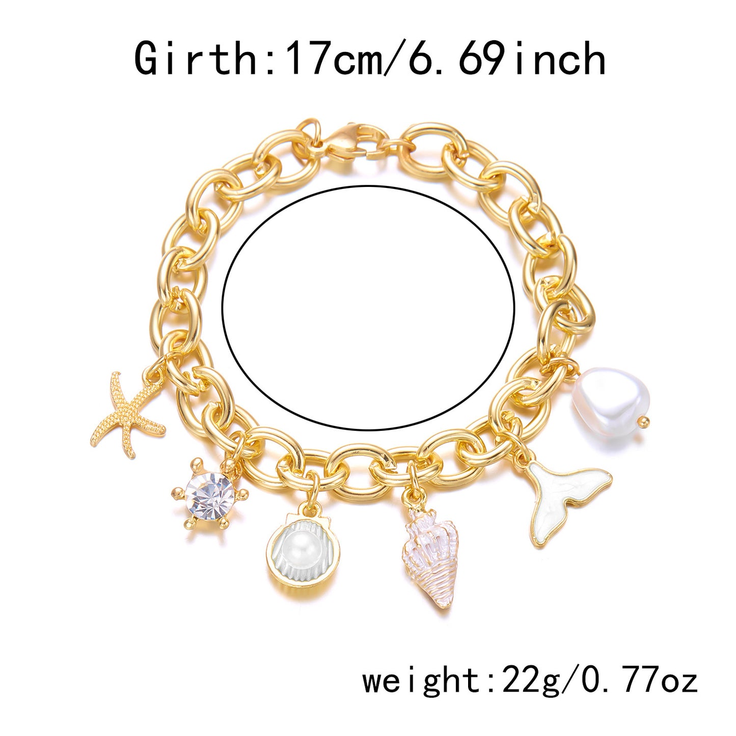 Starfish Pearl Shell Fishtail Multi-Pendant Necklace & Bracelet Set