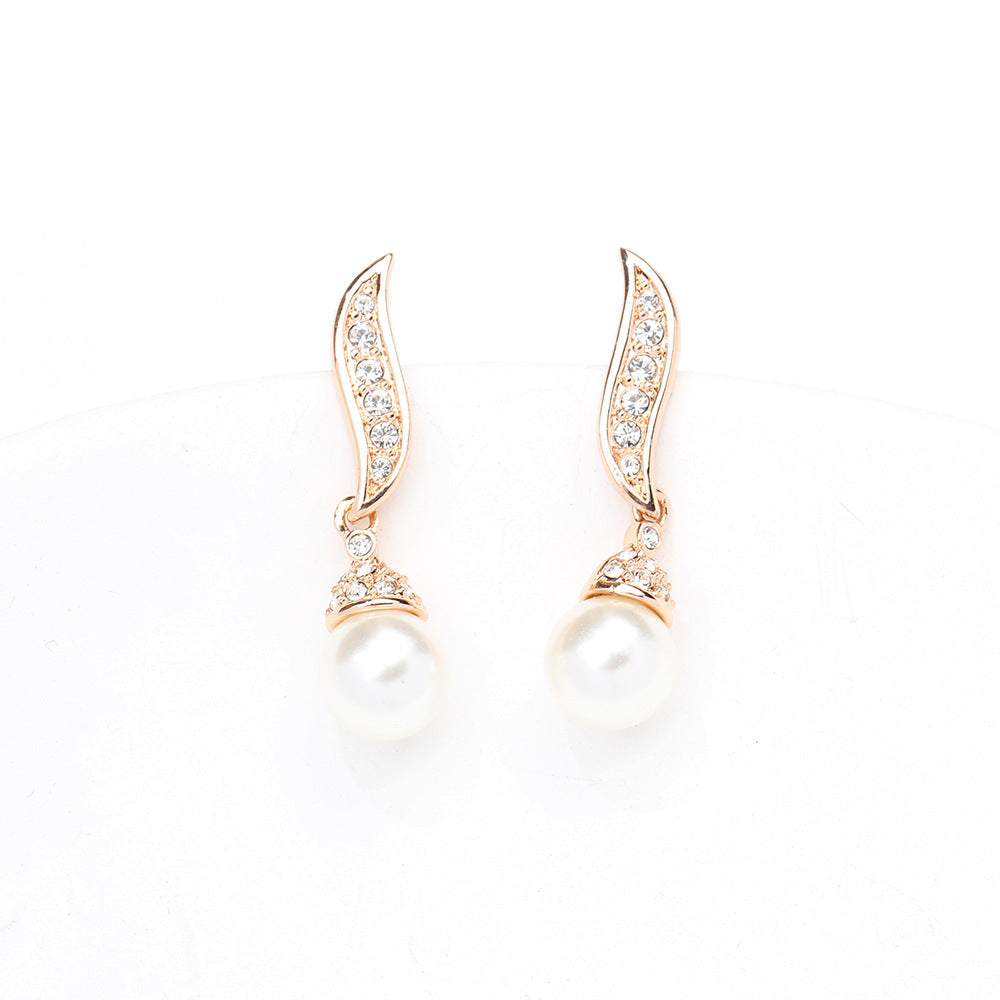 Classic Elegant Two-Tone Gold & Silver Artificial Pearl Earrings