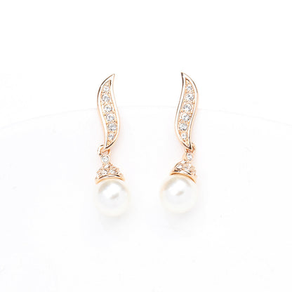 Classic Elegant Two-Tone Gold & Silver Artificial Pearl Earrings