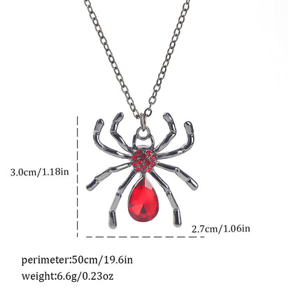 Gothic Spider, Bat, Cross, Skull, and Heart Pendant Necklaces