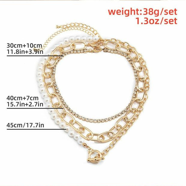 Multi-Layer Pearl & Coin Necklace for Women