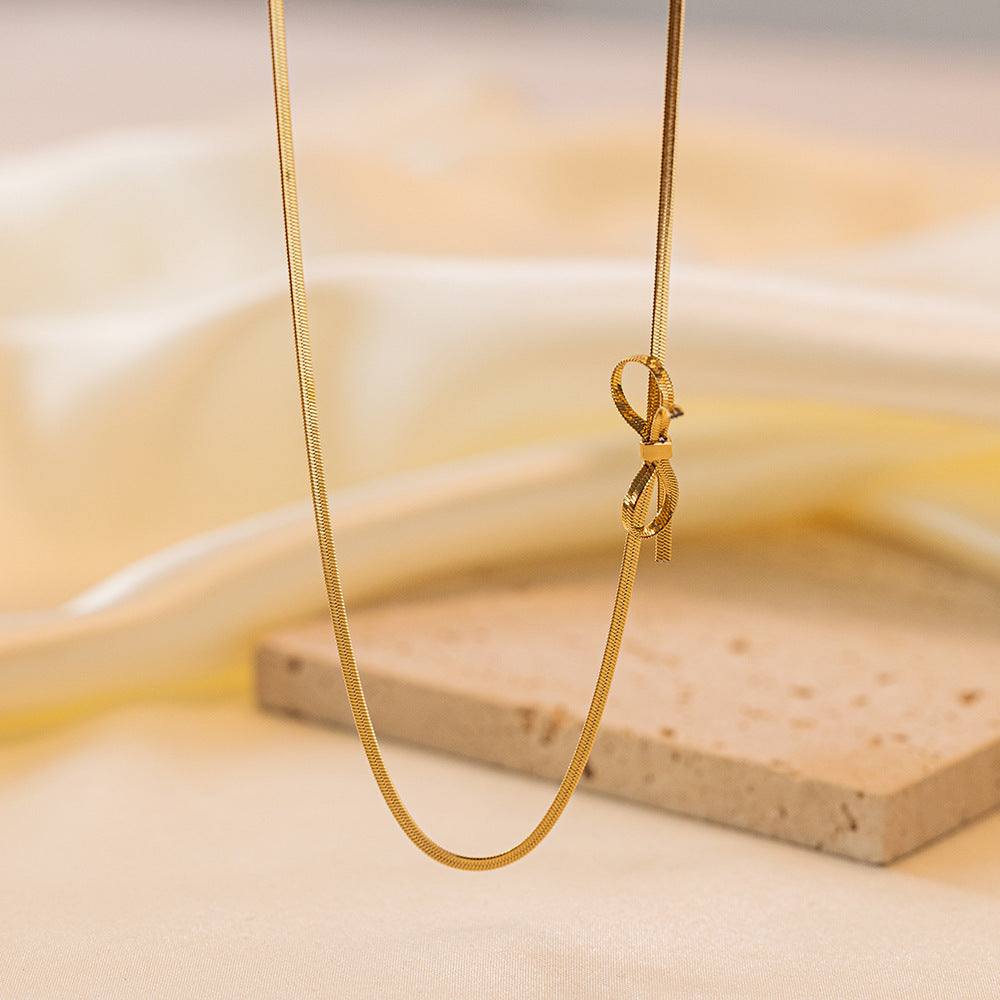 Minimalist Bowknot Necklace, Gold & Silver
