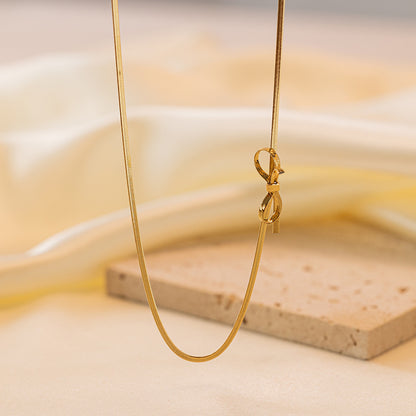 Minimalist Bowknot Necklace, Gold & Silver