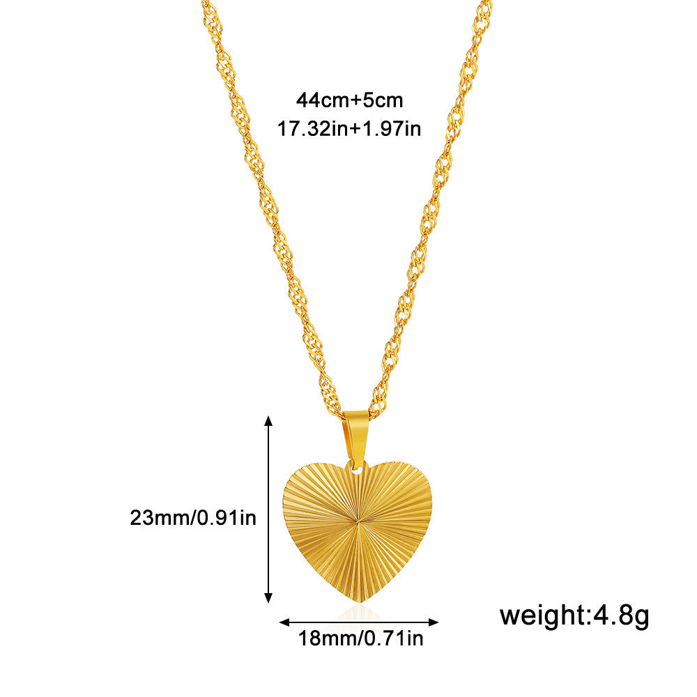 Round, Heart, Square, or Bow Design with Water Wave Chain Necklace