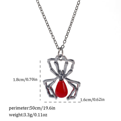 Gothic Spider, Bat, Cross, Skull, and Heart Pendant Necklaces