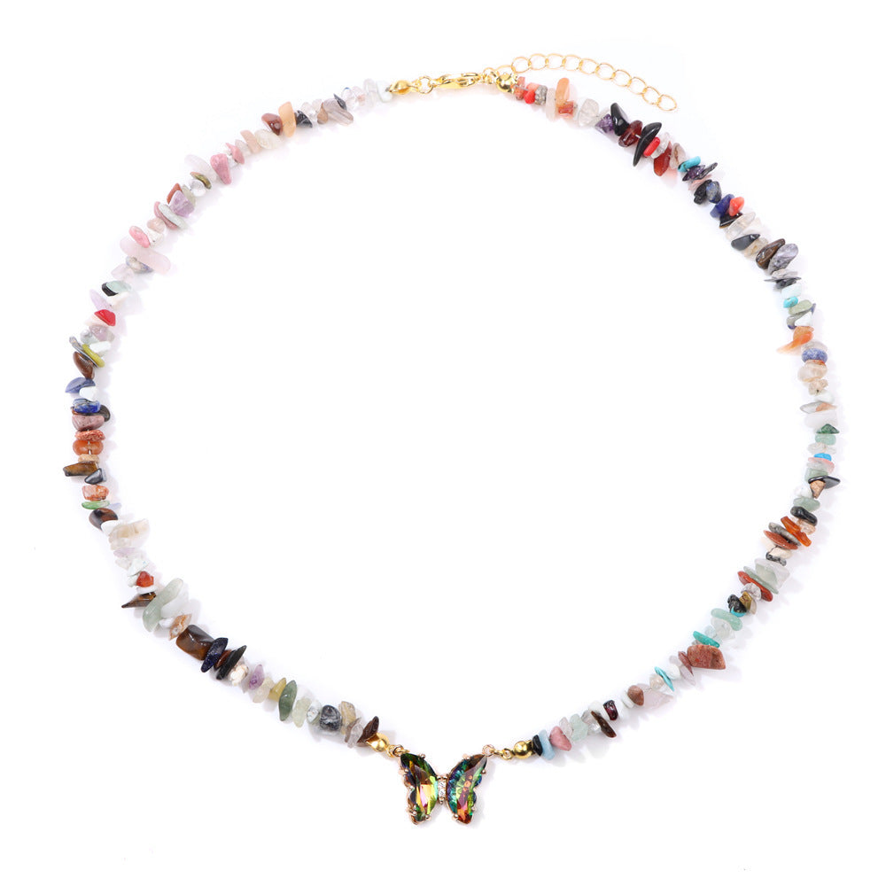 Simple and Versatile Butterfly Natural Stone Necklaces
