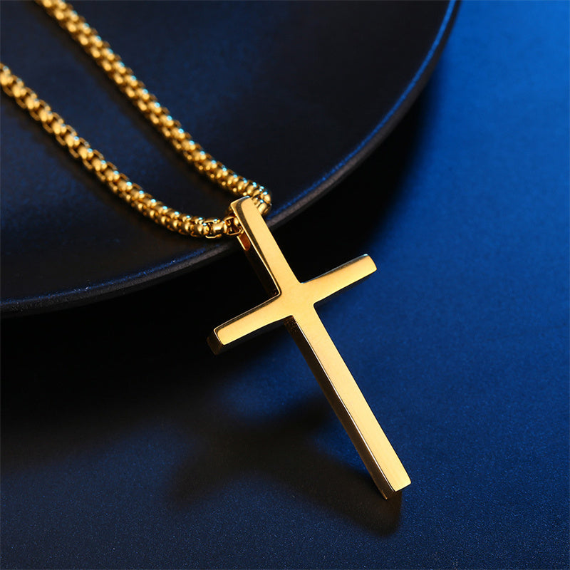 Simple Titanium Steel Cross Pendant Necklace