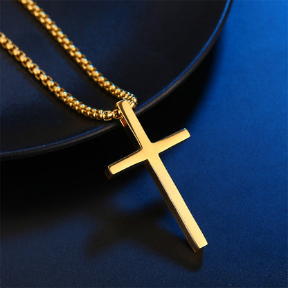 Simple Titanium Steel Cross Pendant Necklace