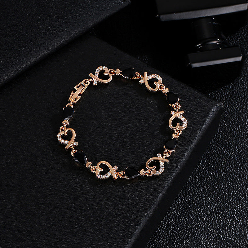 Hollow Love Bracelet with Rhinestones