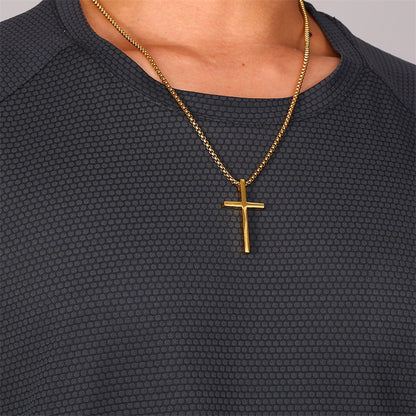 Simple Titanium Steel Cross Pendant Necklace