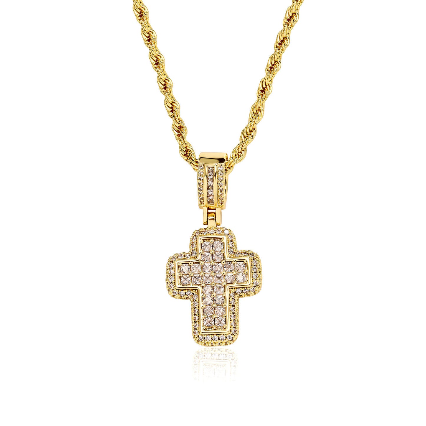 T-Square Cross Necklace with Zircon Crystal