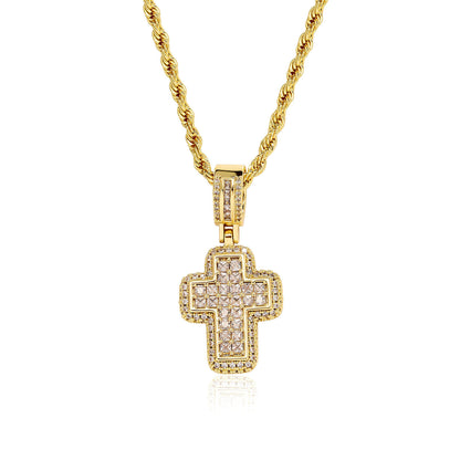 T-Square Cross Necklace with Zircon Crystal