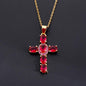 Copper Zircon Cross Pendant Necklace