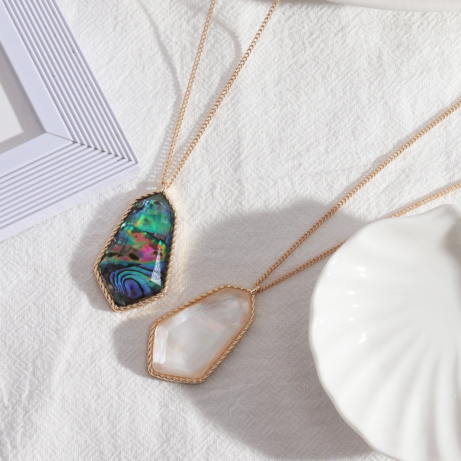Abalone Shell Faceted Resin Necklace - Trendy Radar