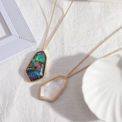 Abalone Shell Faceted Resin Necklace - Trendy Radar
