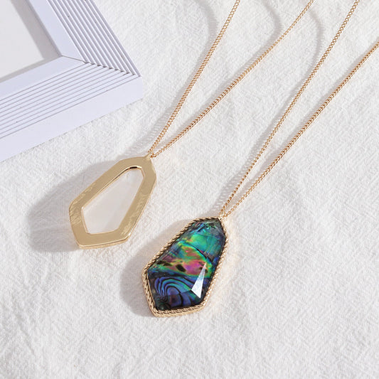 Abalone Shell Faceted Resin Necklace - Trendy Radar