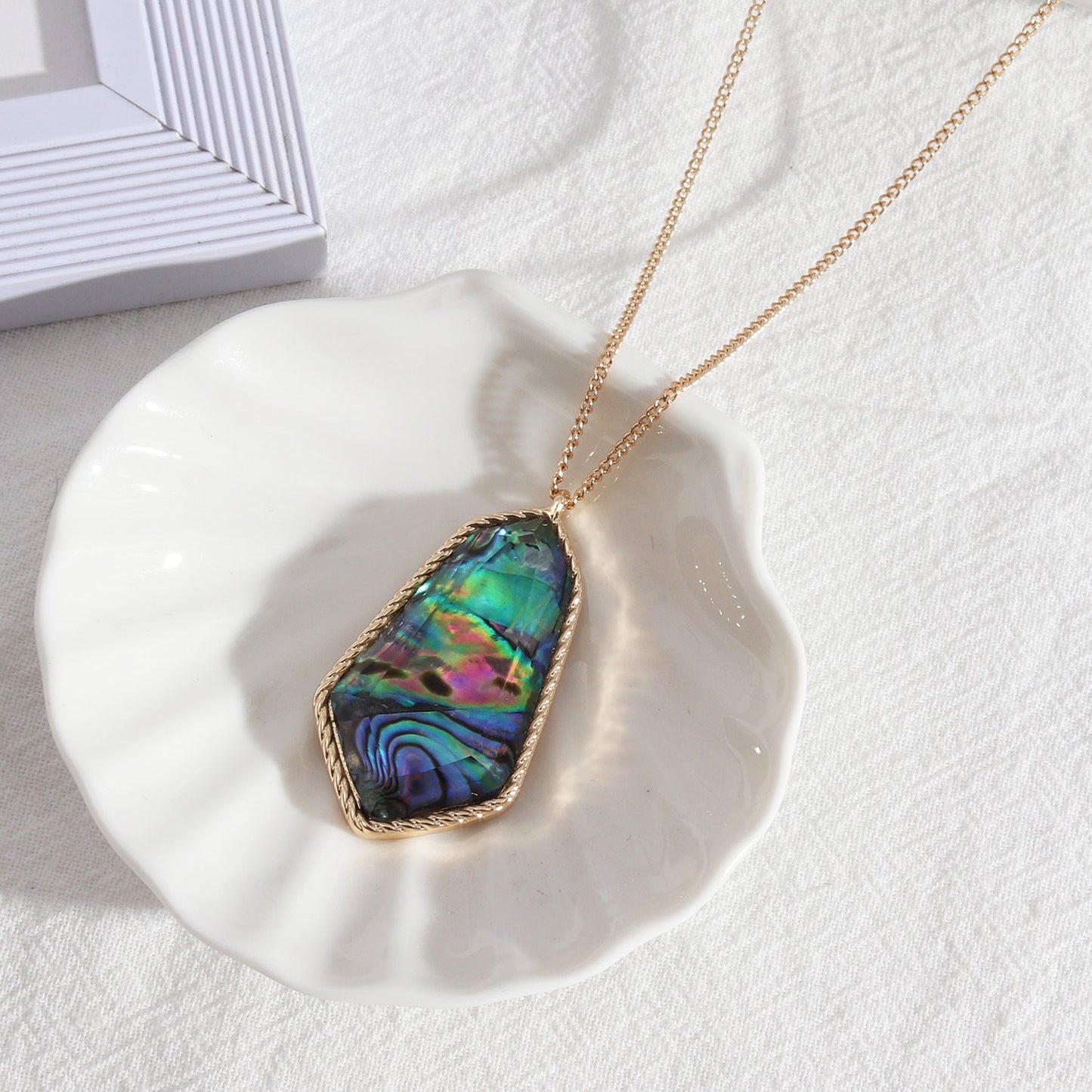 Abalone Shell Faceted Resin Necklace - Trendy Radar