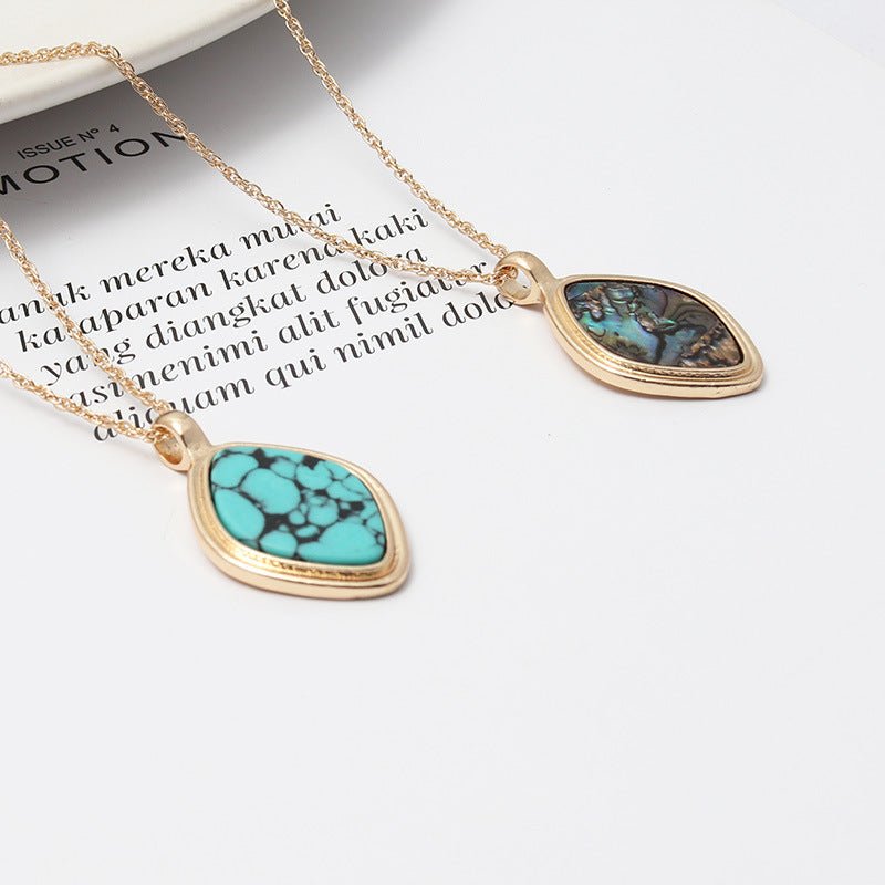 Abalone Shell & Turquoise Inlaid Short Chic Necklace - Trendy Radar