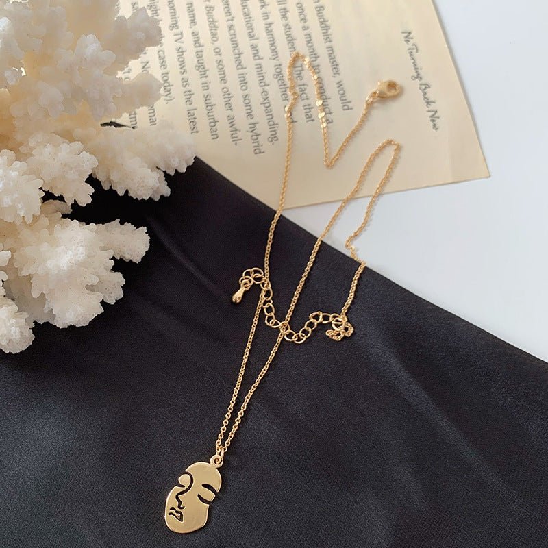 Abstract Face Metal Choker Necklace - Trendy Radar