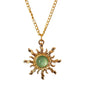 Gold and Light Green Sun Necklace