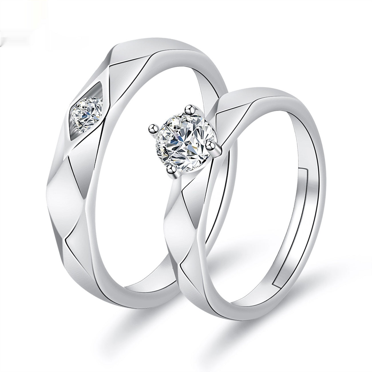 Moissanite Engagement Couple Rings