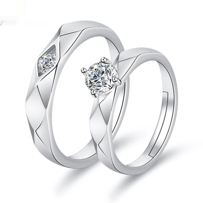 Moissanite Engagement Couple Rings