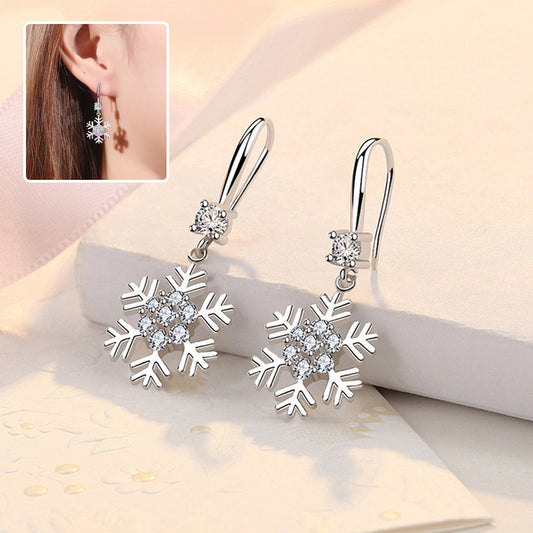 Temperament Snowflake Earrings with Rhinestones