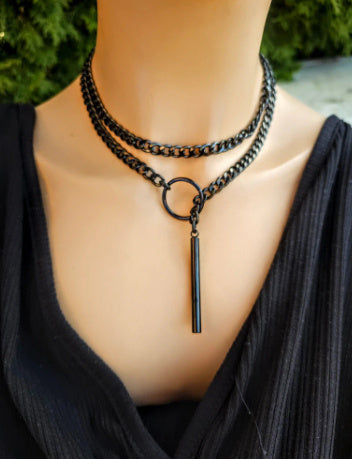 Stainless Steel Lariat Heart Necklace