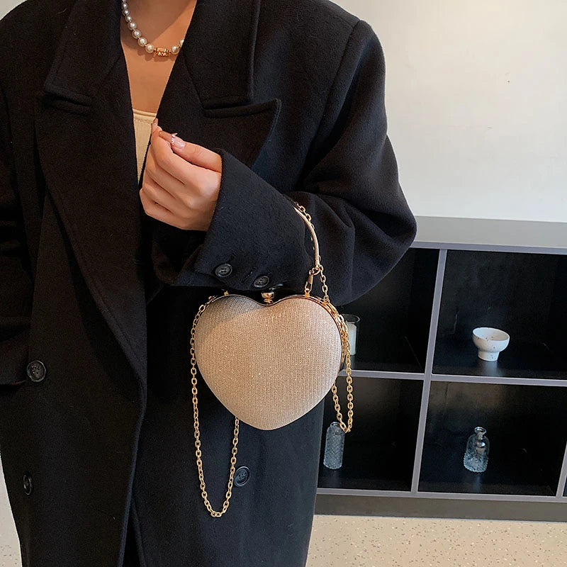 Chain Crossbody Heart Bag