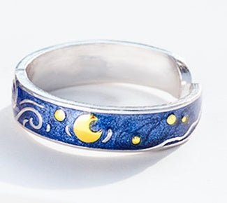 Adjustable Sea Blue Starry Sky Couple Ring - Trendy Radar