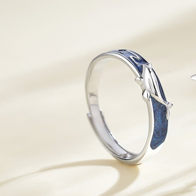 Adjustable Silver Whale Butterfly Couple Rings - Trendy Radar