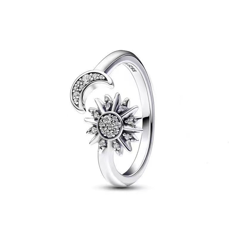 Adjustable Star and Moon Ring with Rhinestones - Trendy Radar